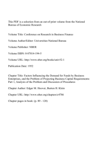 This PDF is a selection from an out-of-print volume from the... Bureau of Economic Research