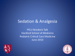 Sedation & Analgesia - Pediatric Critical Care Education
