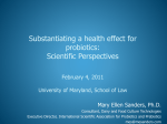 Mary Ellen Sanders, Scientific Perspective on Health Claims