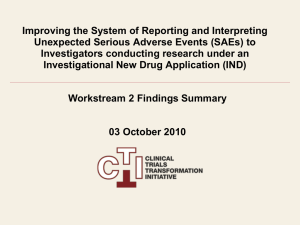Investigator Time and Perceived Value – Workstream 2 Summary of