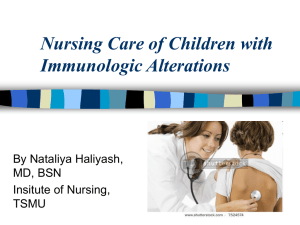 Lect.12 - Immunologic and Endocrine Alterations in Children.