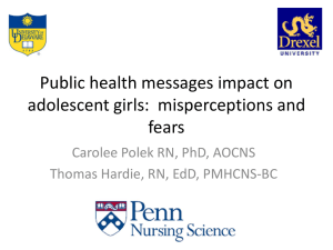 Public health messages impact on adolescent girls: misperceptions