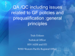QA /QC including issues related to prequalification :general