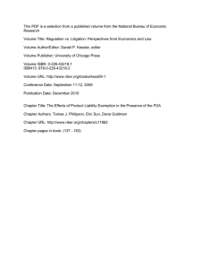 This PDF is a selection from a published volume from... Research Volume Title: Regulation vs. Litigation: Perspectives from Economics and Law