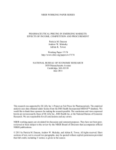 NBER WORKING PAPER SERIES PHARMACEUTICAL PRICING IN EMERGING MARKETS: