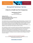 Actuarial Seminar Series A New Era in Health Care Price Transparency