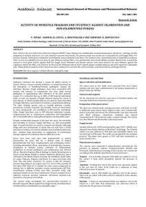 MYRISTICA FRAGRANS NON-FILAMENTOUS  Research Article