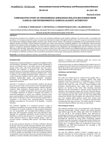 PSEUDOMONAS AERUGINOSA CLINICAL AND ENVIRONMENTAL SAMPLES AGAINST ANTIBIOTICS Research Article