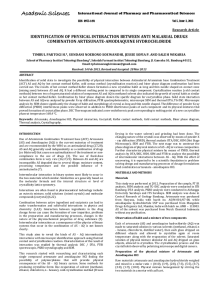 IDENTIFICATION OF PHYSICAL INTERACTION BETWEEN ANTI MALARIAL DRUGS COMBINATION ARTESUNATE-AMODIAQUINE HYDROCHLORIDE