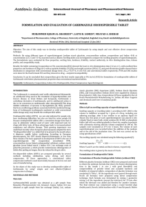 FORMULATION AND EVALUATION OF CARBIMAZOLE ORODISPERSIBLE TABLET Research Article MOHAMMED IQDAM AL-SHADEEDI*