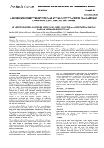 A PRELIMINARY ANTIHYPERGLYCEMIC AND ANTINOCICEPTIVE ACTIVITY EVALUATION OF CAMPANULATUS