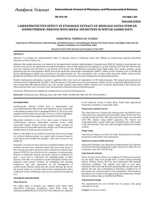 MEDICAGO SATIVA ISOPROTERENOL INDUCED MYOCARDIAL INFARCTION IN WISTAR ALBINO RATS  Research Article