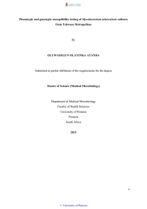 Mycobacterium tuberculosis from Tshwane Metropolitan OLUWASEGUN OLAYINKA ATANDA