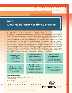 ONU HealthWise Residency Program PGY 1