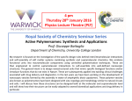 Royal Society of Chemistry Seminar Series Active Polymersomes: Synthesis and Applications 4 pm Thursday 28