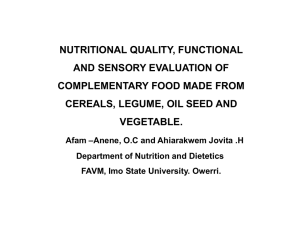 nutritional quality, functional and sensory evaluation of