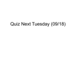Quiz Next Tuesday (09/18) - Chemistry at Winthrop University