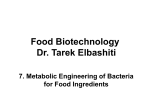 Food Biotechnology Dr. Tarek Elbashiti 7. Metabolic Engineering of