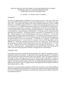 SITES OF ORGANIC MATTER, FIBER, AND STARCH DIGESTION IN STEERS