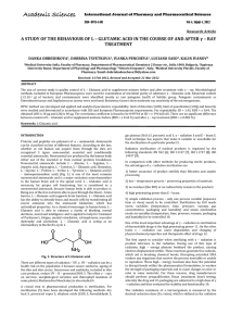 A STUDY OF THE BEHAVIOUR OF L – GLUTAMIC ACID... TREATMENT Research Article