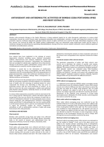 ANTIOXIDANT AND ANTIHEMOLYTIC ACTIVITIES OF BOMBAX CEIBA PENTANDRA SPIKE  Research Article