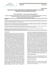 MOLECULAR CHARACTERISATION OF EXTENDED SPECTRUM BETA LACTAMASE Original Article