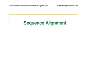 Sequence Alignment www.bioalgorithms.info An Introduction to Bioinformatics Algorithms