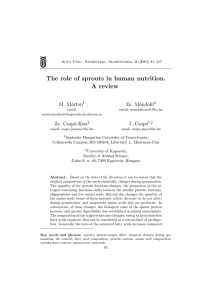 The role of sprouts in human nutrition. A review M. M´ arton