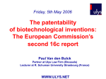 The patentability of biotechnological inventions