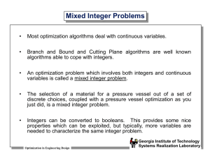 Mixed Integer Problems - the Systems Realization Laboratory