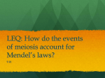 LEQ: How do the events of meiosis account for Mendel`s laws?