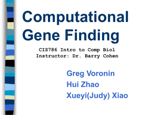 Computational Gene Finding - Department of Computer Science • NJIT