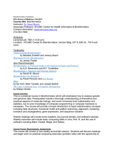 Course title Instructor: , Associate Professor, NYUMC Center for Health Informatics &amp; Bioinformatics