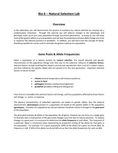 Bio 6 – Natural Selection Lab  Overview