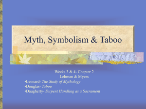 Myth, Symbolism & Taboo