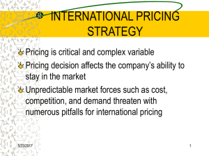 INTERNATIONAL PRICING STRATEGY