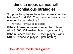 Simultaneous games with continuous strategies
