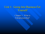 Unit 1: Going Into Business For Yourself