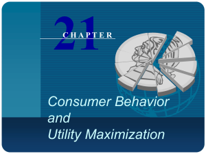 Chapter 21: Consumer Behavior and Utility Maximization