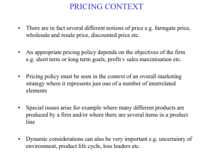 PRICING POLICIES