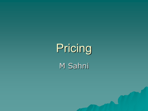 Pricing - Prof Marshal Sahni
