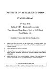 INSTITUTE OF ACTUARIES OF INDIA EXAMINATIONS 2 May 2016
