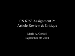 CS 6763 Assignment 2: Article Review & Critique
