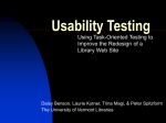 Usability Testing: Using Task-Oriented Testing to Improve the