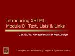 introXHTML_TextListsLinks - Department of Computer and