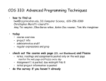 COS 333: Advanced Programming Techniques how to find us