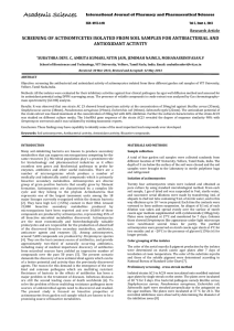 SCREENING OF ACTINOMYCETES ISOLATED FROM SOIL SAMPLES FOR ANTIBACTERIAL AND