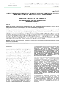 ANTIBACTERIAL AND SYNERGISTIC ACTIVITY OF ETHANOLIC AJWAIN (TRACHYSPERMUM