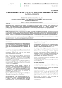 COMPARISON OF MULTIPLEX PCR, GRAM STAIN, AND CULTURE FOR DIAGNOSIS... BACTERIAL MENINGITIS  Original Article