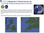 Magnitude 4.1 Bristol Channel, UK Thursday, 20 February, 2014 at